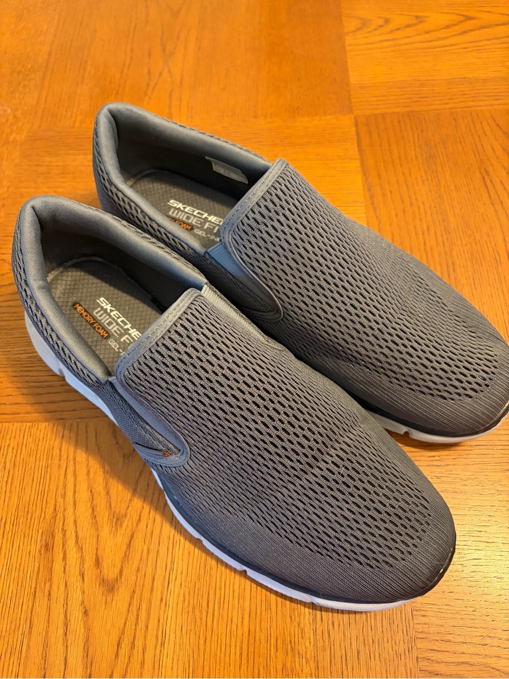 Skechers Men’s Slip-On Mesh Sneakers - Gray, wide fit, memory foam